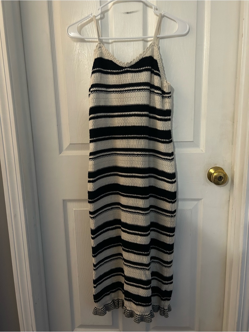 Black & Cream Striped Knit Dress